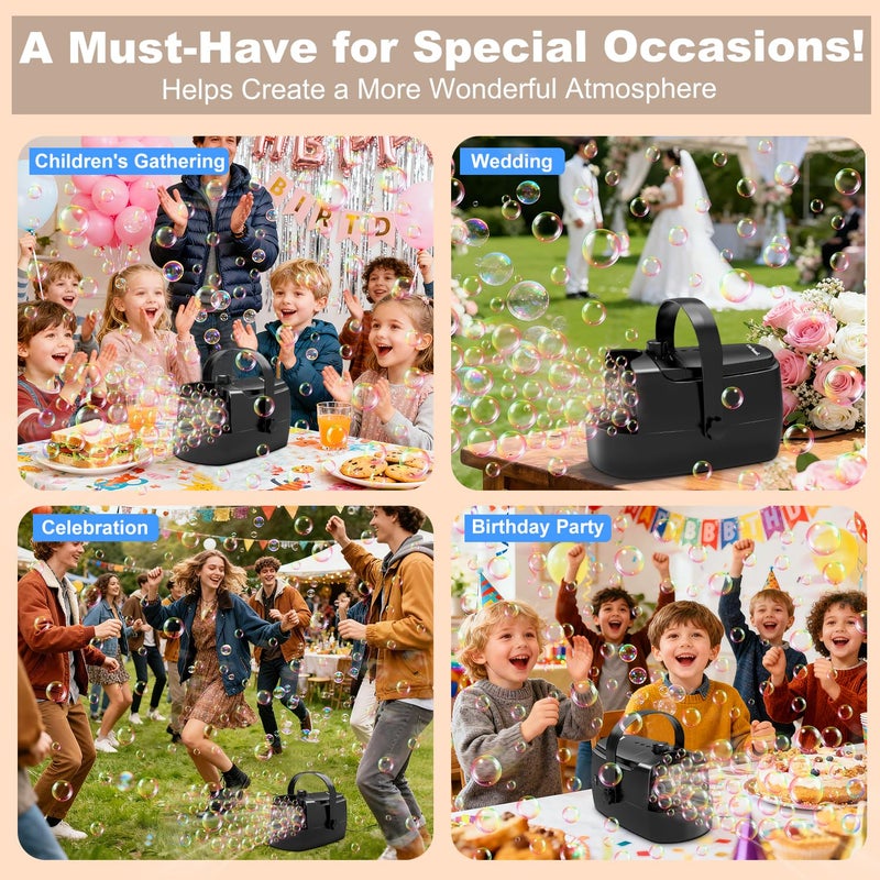 Zerhunt Bubble Machine Durable Automatic Bubble Blower, 18000+ Big Bubbles Per Minute Bubbles for Kids Toddlers Bubble Maker Operated by Plugin or Batteries Bubble Toys for Indoor Outdoor Birthday Party - Image 5